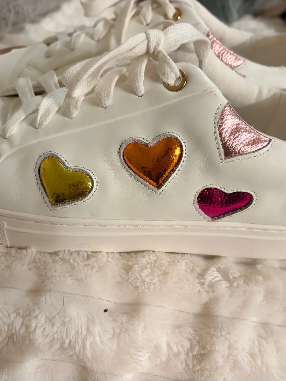 Kurt Geiger Women’s London “Lane Love” Sneaker with Metallic Hearts